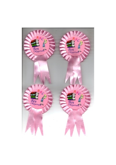 Kurdelalı Ben Okuyorum Rozeti Büyük Boy Pembe 4 Adet