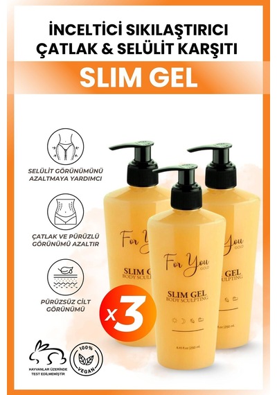 Slim Jel Selülit Çatlak Karşıtı, Bölgesel İncelmeye Yardımcı Sıcak Formül Isıtıcı Etkili Set 3adet