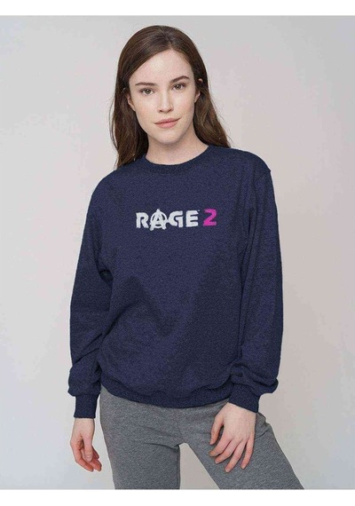 Rage 2 Logo Baskılı Indigo Mavi Kadın Sweatshirt
