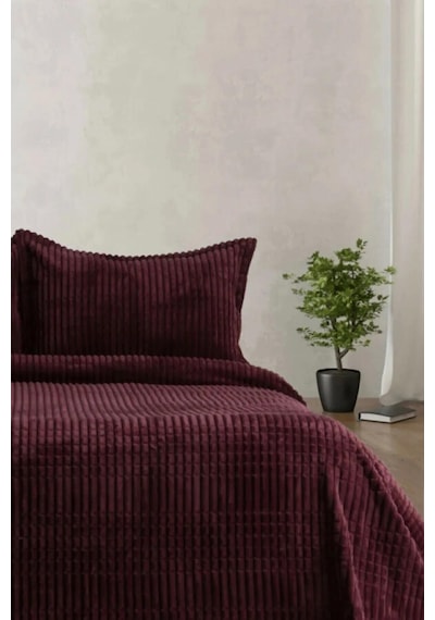 Merinos Modern Line 3 Parça Battaniye Seti - Mürdüm