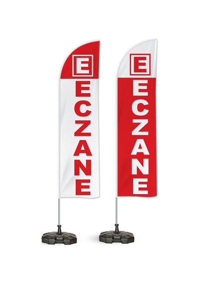 2li Eczane Yönlendirme Tanıtım ve Reklam Yelken Bayragı Logolu