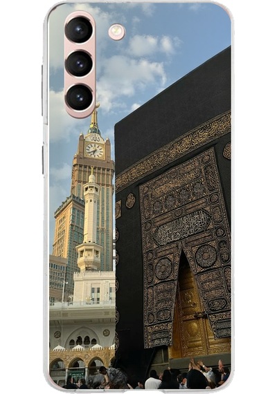 Samsung Galaxy S21 Uyumlu Manevi Huzur Kabe Kapısı Umre Baskılı Silikon Kılıf Renkli