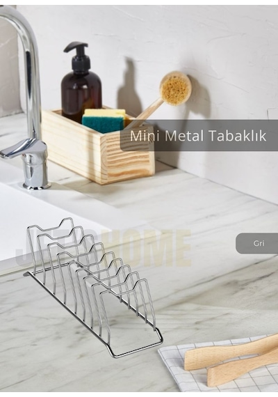 Jet's Home Tezgah U Stu Tabaklık Paslanmaz Tabak Tutucu Bulas Iklık Metal Bulas Ik Sepeti Krom Krom
