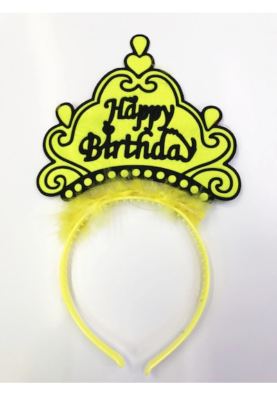 Happy Birthday Yazılı Neon Renk Taç 12 Adet Çocuk