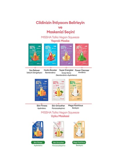 Missha Talks Vegan Squeeze Sheet Mask Vegan Yaprak Maske - Power Cleanser