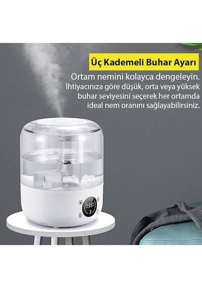 Ezere Th-413 Akıllı Dijital Hava Nemlendirici 3l Kapasite, Dokunmatik Panel, Uzaktan Kumanda, Sessiz Çalışma