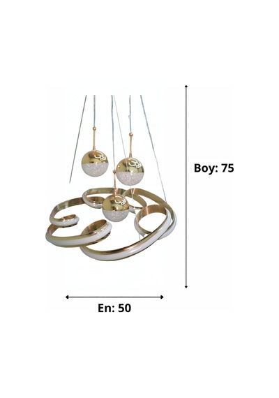 Eylül 5li Büyük Modern Ledli Avize Çizgili 3 Renk Power Ledli Gold Kaplama Yatak Odası Salon Mutfak