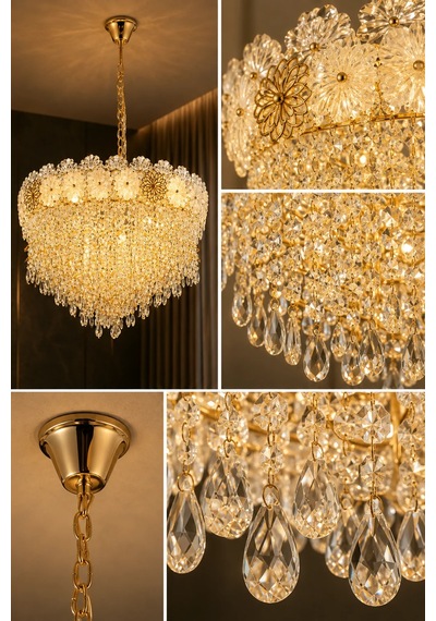 Modern Premium Gold Şık Salon Mutfak Sarkıt Avizesi Modelleri 19 Ampül X E14 Duy
