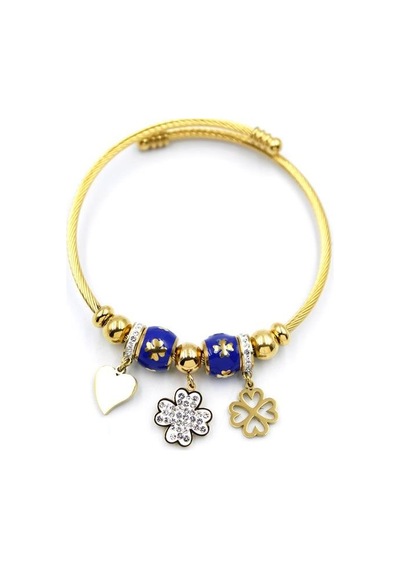 Yonca Charm Bilezik - Altın Açık Mavi 11628081