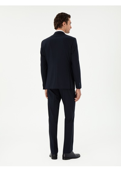 Cacharel Koyu Lacivert Slim Fit Klasik Takım Elbise