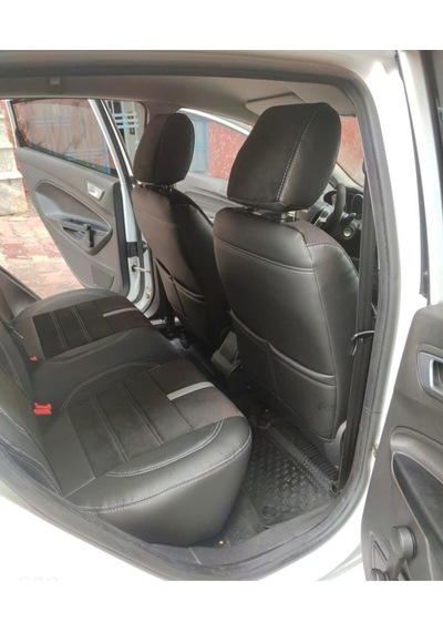 Ford Fiesta 2010 2017 Arası Uyumlu Arka Sırt 2+1 Siyah Taytüyü Siyah Deri Karışımı Beyaz Detay