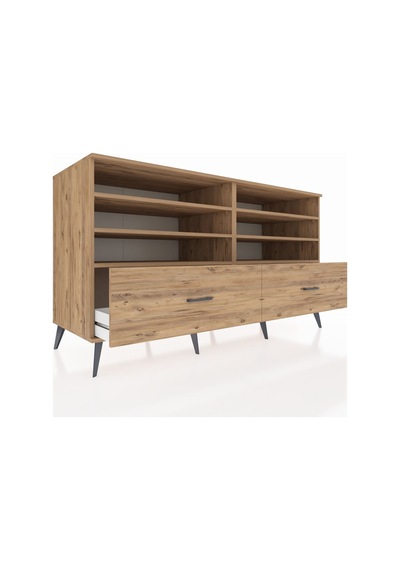 Kronos Konsol 6 Raflı 2 Çekmeceli 176x59x99 Çam-çam Çam-çam