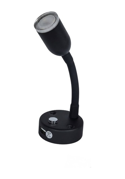 Mellifera Led Okuma Lambası Döner Başlıklı Boyunlu Dokunmatik Dimmerli 2w 12v/24v - Siyah-1854