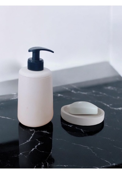 Marble Beyaz Banyo Seti,sıvı Sabunluk Diş Fırçalığı Beton Aksesuar Takımı Gri
