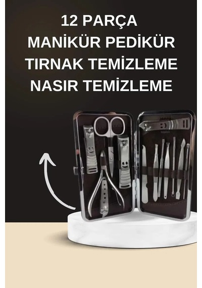 Elektrikli Manikür Pedikür Seti İkili Set 12 Parça Tırnak Bakımı Törpü Protez Çıkarma 99057561