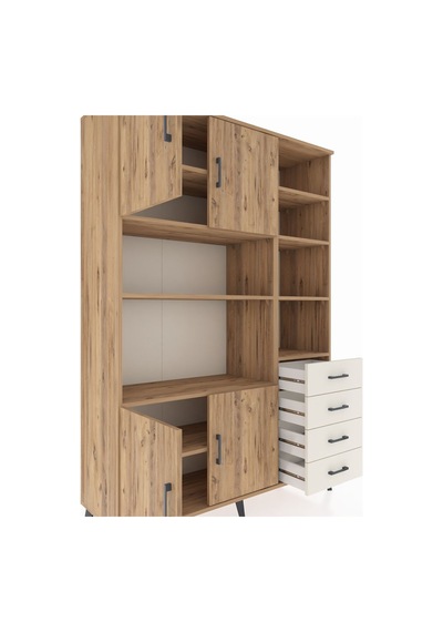 Hyperion Dolap 9 Raflı 4 Çekmeceli 4 Kapaklı 132x44x195 Çam-ç... Çam