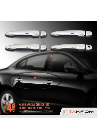 intakrom Renault Fluence Krom Kapı Kolu 4 Parça 2010 -2018 - Sensörsüz