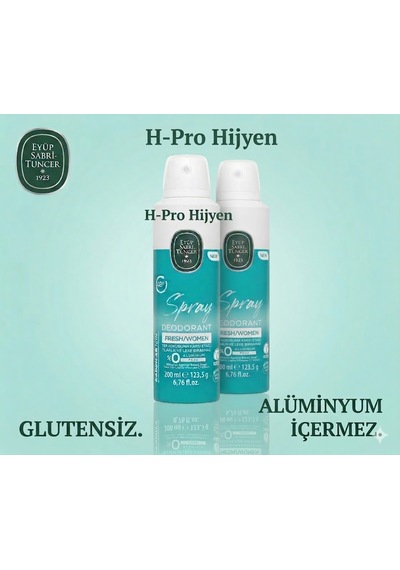 Eyüp Sabri Tuncer Est Fresh Kadın Deodorant Sprey 200 Ml İkili Ekonomik Paket, H-pro Hijyen Leke Bırakmaz