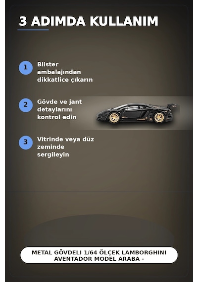Metal Gövdeli 1/64 Ölçek Lamborghini Aventador Model Araba - Koleksiyonluk Tekli Paket Bx-313363