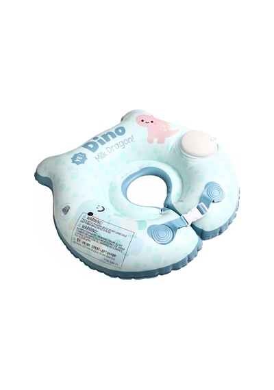 Bebek Boyun Yüzme Simidi Bas Şişir Pratik 0-1 Yaş Çift Emniyet Kilitli Mavi Dino Simit Nr014
