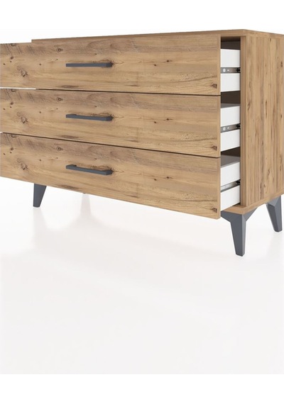 Arges Şifonyer 3 Çekmeceli 88x30x64 Çam-çam Çam