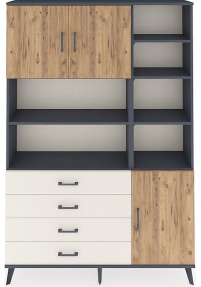 Arges Dolap 9 Raflı 4 Çekmeceli 3 Kapaklı 132x30x195 Antrasit... Antrasit
