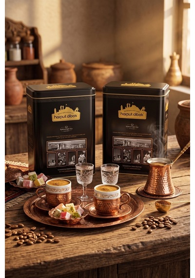 Kahvesi 500 Gr 2 Li Metal Kutu Toplam 1 Kg Geleneksel Kakuleli Dibek Kahvesi