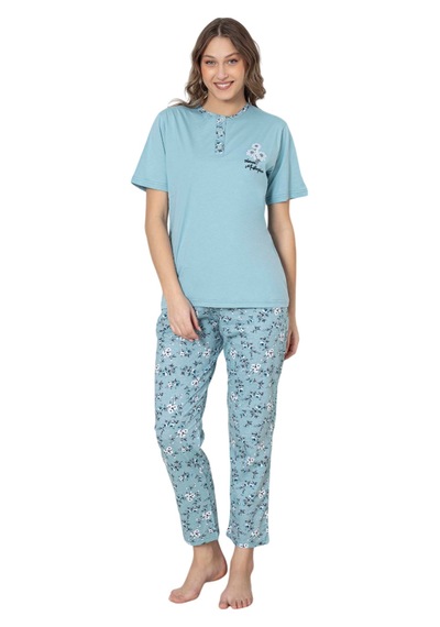 Abbas Erdem Erdem Kısa Kollu Pijama Takımı Dfn007 Mavi