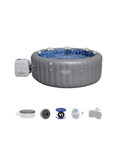 Lay-z-spa 6001t Santorini Smart Hydrojet Pro Enerji Tasarruflu Şişme Spa Havuzu, Mobil Uygulama Kontrollü, 5-7 Kişilik Gri