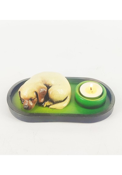 Uyuyan Köpek Çubuk Tütsülük Ve Tealight Kahve