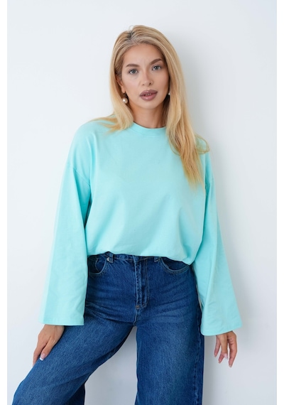 Herkesemoda Kadın Tesettüre Uygun Geniş Kollu Body Turkuaz