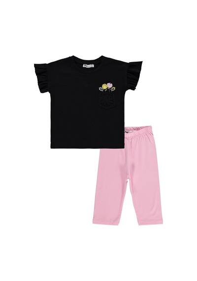 Civil Girls Fiyonklu 2-5 Yaş Takım - Siyah Siyah - Pembe