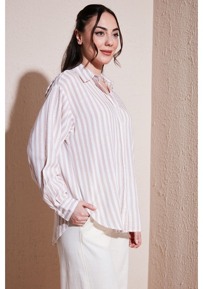 Fashion Friends Bayan Gömlek 26y0670k1 Bej