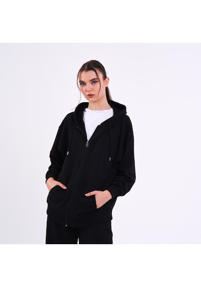 Mmetalic Kadın Siyah Normal Kalıp Basic Beli Lastikli Kapüşonlu Oversize Mevsimlik Alt Üst Eşofman Takımı Mmetalic Kadın Siyah Normal Kalıp Basic Beli Lastikli Kapüşonlu Oversize Mevsimlik Alt Üst Eşofman Takımı