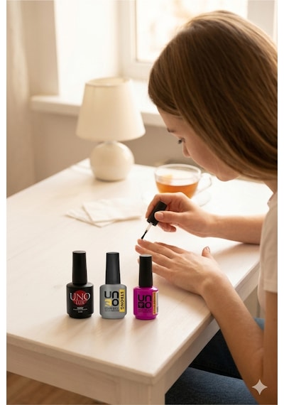 Uno Protez Tırnak Hazırlık Seti-uno-sıyahprımer-grıbase-pembetop-primer Strong Base 3'lü Set Uno Nail Prep Çok Renkli
