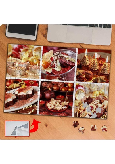 Yeni Yıl Kutlama Yemekleri Kolyajı 240 Parça Puzzle Yapboz-ks70323