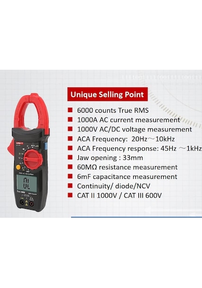 Uni-trend Multimeter Clamp Meter Clamp Meter Current Clamps Ut2117r True Rms 1000a Ac Clamp Meter 1000v Ac/dc Voltage Me