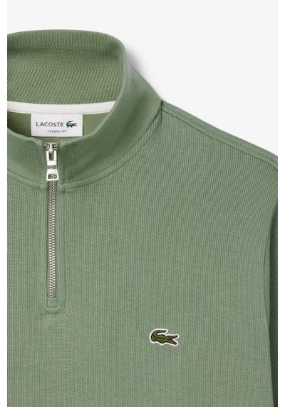 Lacoste Men's Classic Fit Neck Zip Sweatshirt Yarım Fermuarlı Yüksek Yaka Pamuklu Sweatshirt Yeşil