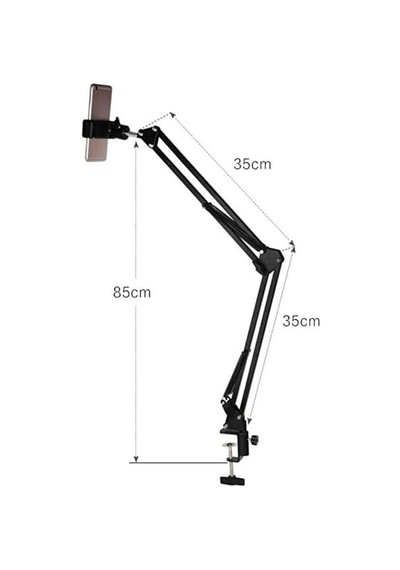 Smayling 360 Üst Çekim Masaüstü Telefon Tripodu - Ayarlanabilir Süspansiyon Kol, Metal Kaymaz Taban, Evrensel Telefon Tutucu, Siyah Smayling 360 Üst Çekim Masaüstü Telefon Tripodu - Ayarlanabilir Süspansiyon Kol, Metal Kaymaz Taban, Evrensel Telefon Tutucu, Siyah