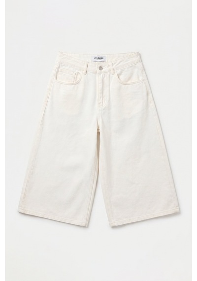 it's basic Kadın Kırık Beyaz 7s6-101 Maxi Denim Bermuda Şort