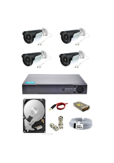 4 Lü Güvenlik Kamera Seti 1080p Ahd Kamera Seti Gece Izlenebilir-134647