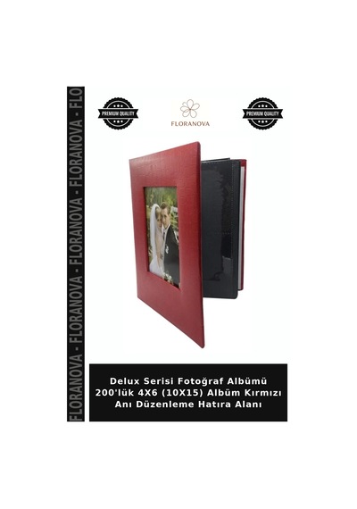 Delux Serisi Fotoğraf Albümü 200'lük 4x6 10x15 Albüm Kırmızı Anı Düzenleme Hatıra Alanı