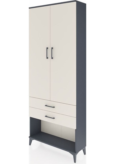 Arges Dolap 3 Raflı 2 Çekmeceli 2 Kapaklı 88x30x221 Antrasit-aytaşı Antrasit
