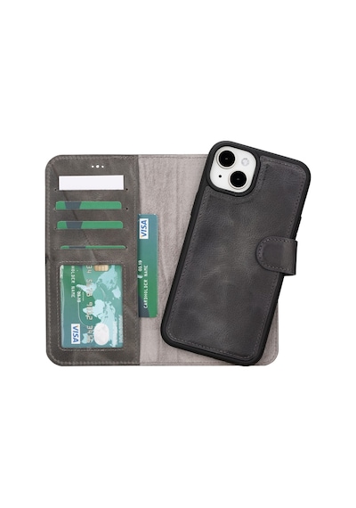 Apple Uyumlu   iPhone 15 Plus Deri Cüzdanlı Kılıf   Mwwn Vs4ef Gri