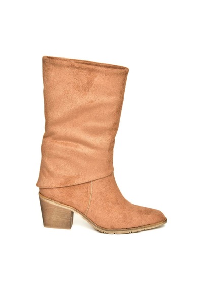 Fox Shoes T936042502 Taba Kalın Alçak Topuklu Kadın Bot Taba-Süet Taba