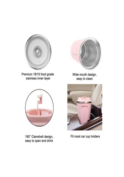 Pinkah Paslanmaz Çelik Kahve Termos Bardak Matara 500 Ml Pembe Renk Pkh-pj-3549-l Pembe