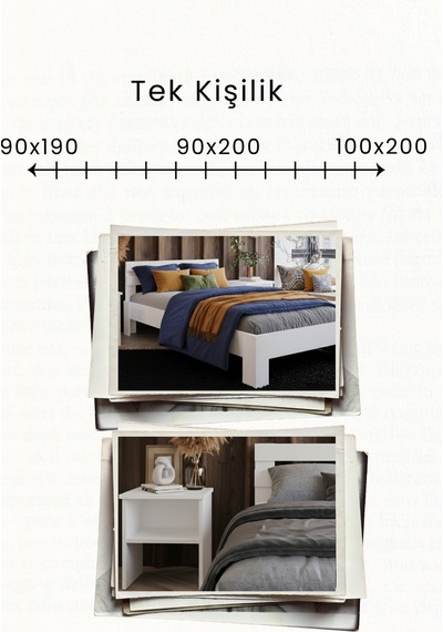 Letto Tek Kişilik Mdf Karyola Ve 2 Komodinli Set