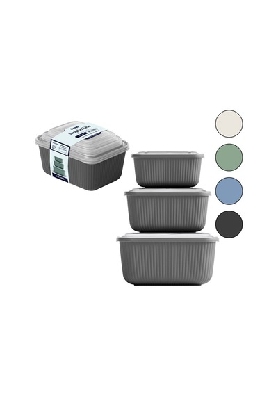 Dünya Dp-30947-999 Sızdırmaz Saklama Kabı Ve Kutusu Set 3 Adet 600-1100-1800ml Renkli Dikdörtgen - 12'li Paket Diğer
