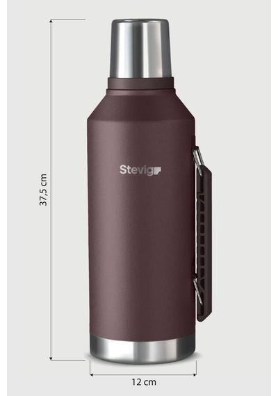 Stevig 1 Camper Klasik Kulplu Sızdırmaz Çelik Termos 2.2 Lt Dark Plum Bordo