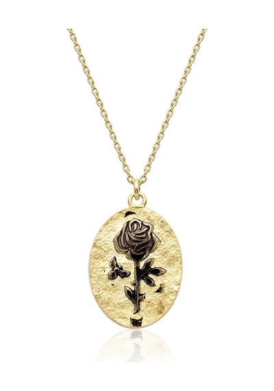 Rosa Rugosa Altın Kolye Açık Sarı Altın